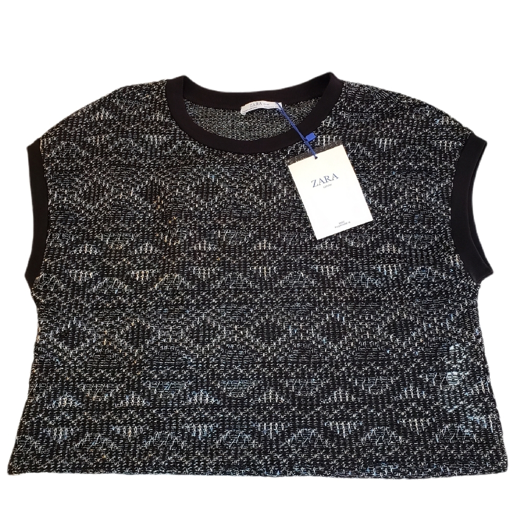 NWT Zara Sleeveless Loosefit Patterned Top Size Small